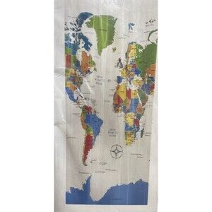 Saturday Knight The World Map Colorful Geography PEVA Shower Curtain 70x72 New